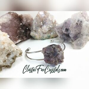 Thunder Bay Amethyst Crystal Gemstone Stainless Steel Bracelet Jewelry